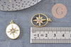 Pendentif ovale doré étoile émail résine 23mm,x1 (G5337)