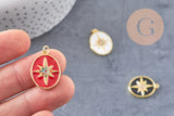 Pendentif ovale doré étoile émail résine 23mm,x1 (G5337)