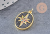 Pendentif ovale doré étoile émail résine 23mm,x1 (G5337)