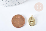 Pendentif ovale étoile doré laiton avec anneau de jonction 18.5mm, pendentif doré pour création bijoux DIY, x1 G8864