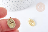 Pendentif ovale étoile doré laiton avec anneau de jonction 18.5mm, pendentif doré pour création bijoux DIY, x1 G8864