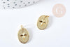 Pendentif ovale étoile doré laiton avec anneau de jonction 18.5mm, pendentif doré pour création bijoux DIY, x1 G8864