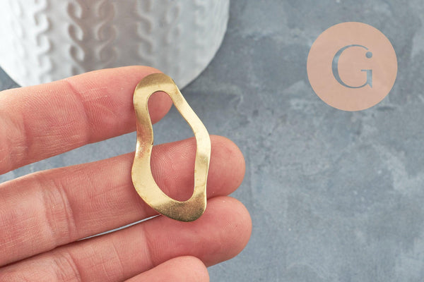 Pendentif ovale laiton brut 41mm, fournitures pour bijoux géométriques sans nickel, x2 (G4680)