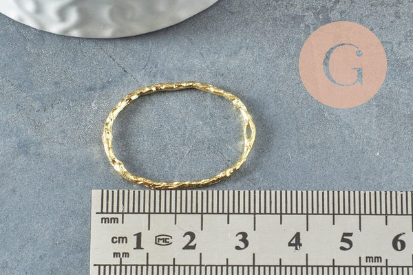 Pendentif ovale martelé laiton brut, fournitures bijoux, breloque laiton brut,pendentif laiton brut,29mm, x2 (G3303)