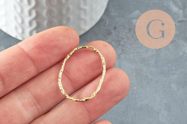 Pendentif ovale martelé laiton brut, fournitures bijoux, breloque laiton brut,pendentif laiton brut,29mm, x2 (G3303)