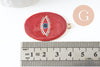 Pendentif ovale oeil protecteur émail rouge bordeau zamac doré 39mm, pendentif laiton émaillé,sans nickel, x1 (G5915)
