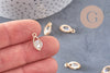 Pendentif ovale or rose cristal zircon, pendentif or rose,pendentif cristal,bijou doré création bijoux,11mm, les 4,G2466
