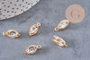 Pendentif ovale or rose cristal zircon, pendentif or rose,pendentif cristal,bijou doré création bijoux,11mm, les 4,G2466