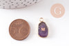 Pendentif ovale pierre naturelle Initiale 20mm, x1 (G10945) VALIDE