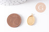 Pendentif ovale support cabochon 14x10mm acier 304 inoxydable doré IP, x2 (G10293)