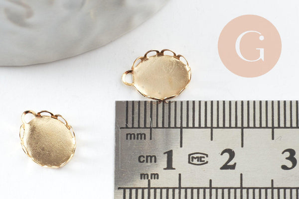 Pendentif ovale support cabochon acier 304 inoxydable doré 10x8mm, )x1 (G4671)