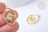 Pendentif ovale torsadé abeille zamac doré 28.5mm, pendentif création bijoux doré, x1 G7752