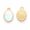 Pendentif ovale zamac doré bleu 24.5mm, pendentif création bijoux doré, x1 (G6248)