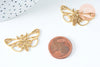 Pendentif papillon acier 201 inoxydable doré 18mm, création bijoux acier, x1 (G6386)