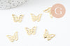 Pendentif papillon acier 304 inoxydable doré 10.5mm, x5 (G9664)