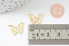 Pendentif papillon acier 304 inoxydable doré 10.5mm, x5 (G9664)
