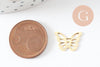 Pendentif papillon acier 304 inoxydable doré 10.5mm, x5 (G9664)