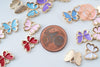Pendentif papillon doré émail multicolore 10.5mm,pendentif doré pour création de bijoux x5 G6835