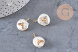 Pendentif perle eau douce naturelle Keshi abeille zircon 17-26mm, x1 (G4624)