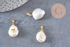 Pendentif perle naturelle Keshi coeur dorée,porte bonheur,perle eau douce,création bijou,perle naturelle blanche,17-27mm, x1 (G3091)