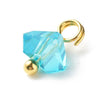 Pendentif perle triangle doré carats cristal bleu turquoise 8mm, pendentif doré cristal, x10 (G6240)