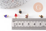 Pendentif perle triangle doré carats cristal multicolore transparent 8mm,pendentif cristal, pendentif doré cristal, x10 (G6247)
