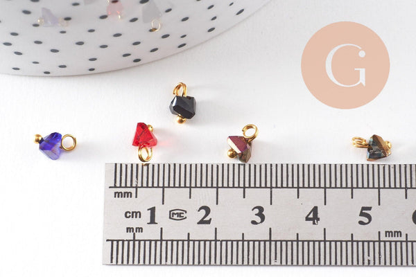 Pendentif perle triangle doré carats cristal multicolore transparent 8mm,pendentif cristal, pendentif doré cristal, x10 (G6247)