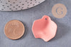 Pendentif pétale feuille fer rose corail 26,5mm,Perle pétale fleur, x1 (G7083)