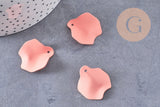 Pendentif pétale feuille fer rose corail 26,5mm,Perle pétale fleur, x1 (G7083)