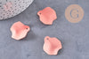 Pendentif pétale feuille fer rose corail 26,5mm,Perle pétale fleur, x1 (G7083)
