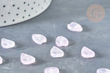 Pendentif pétale verre rose clair 12mm, perles verre tchèque, perle végétal, x10 (G8252)