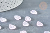 Pendentif pétale verre rose clair 12mm, perles verre tchèque, perle végétal, x10 (G8252)