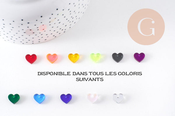 Pendentif petit coeur acrylique 15mm, x4 (G10154)