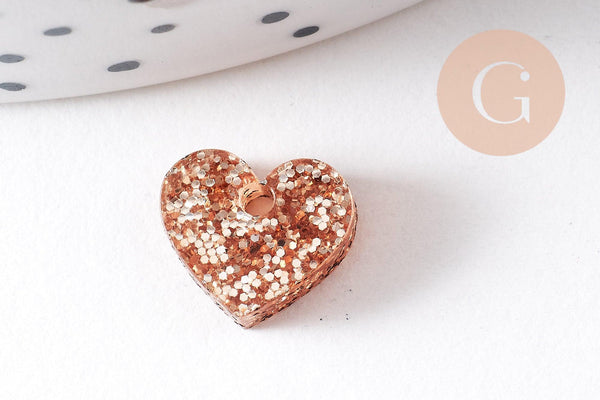 Pendentif petit coeurs acrylique 10mm, x5 (G10208)