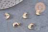 Pendentif petite lune laiton doré zircons, pendentif doré avec cristaux pour création bijoux, x1 (G7046)