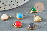 Pendentif pierre acier 304 inoxydable doré 19mm, x1 (G9487)