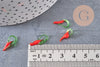 Pendentif piment rouge,perle verre tchèque,piment verre,pendentif verre,verre artisanal,pendentif chance,25mm, x 10 G1942