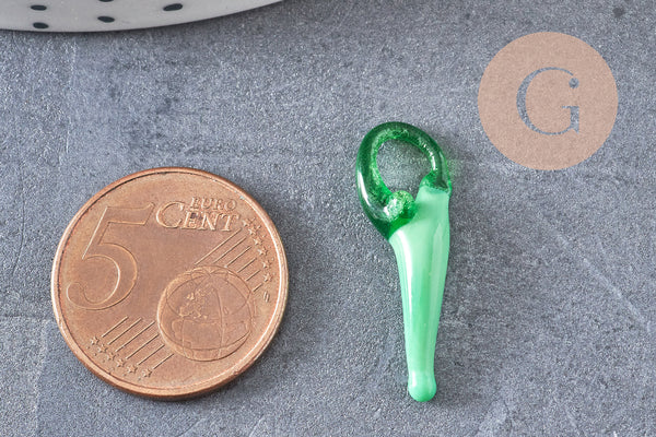 Pendentif piment verre tchèque 18-27mm,pendentif verre artisanal,pendentif chance x10 G4231