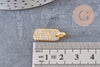 Pendentif plaque laiton doré 18k cristal zircon,17.5mm, x1 (G5245)