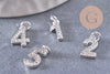 Pendentif platine numéro cristal blanc laiton platine 11mm, x1 (G3622)