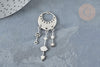 Pendentif pluie lunes et étoiles acier inoxydable 201 argenté 55mm, x1 (G7389)