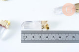 Pendentif pointe cristal de roche transparent doré 42-60mm, x1 (G6229)