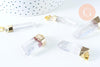 Pendentif pointe cristal de roche transparent doré 42-60mm, x1 (G6229)