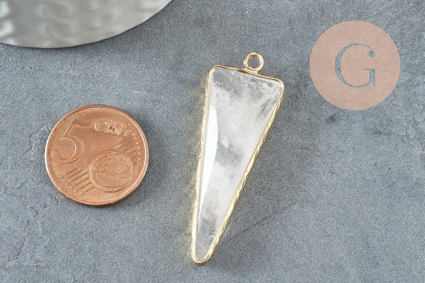Pendentif pointe cristal transparent,fourniture créative,pendentif bijoux, pendentif pierre,cristal naturel, pendentif cristal,46mm, x1 G0150