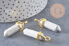 Pendentif pointe howlite blanche, pendentif bijoux, pendentif pierre, howlite naturelle, pendentif howlite,40mm, x1 G1691
