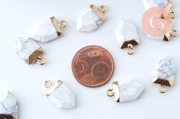 Pendentif pointe howlite naturelle 19mm, pendentif, bijou pierre,pendentif pierre marbrée howlite naturelle, x1 G6041