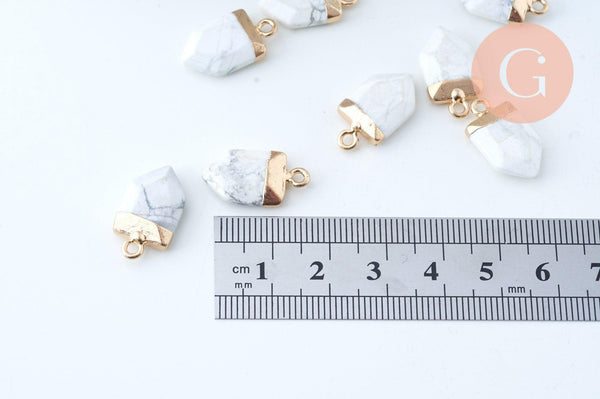 Pendentif pointe howlite naturelle 19mm, pendentif, bijou pierre,pendentif pierre marbrée howlite naturelle, x1 G6041