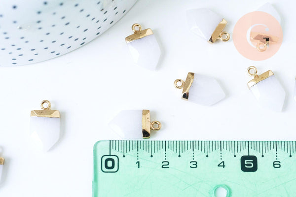 Pendentif pointe jade blanc, pendentif , bijou pierre,pendentif pierre, jade naturel, pendentif pierre naturelle,19mm, x1 G5713