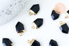 Pendentif pointe jade noir teinté, pendentif , bijou pierre,pendentif pierre, jade naturel, pendentif bleu,19mm, x1 G5510