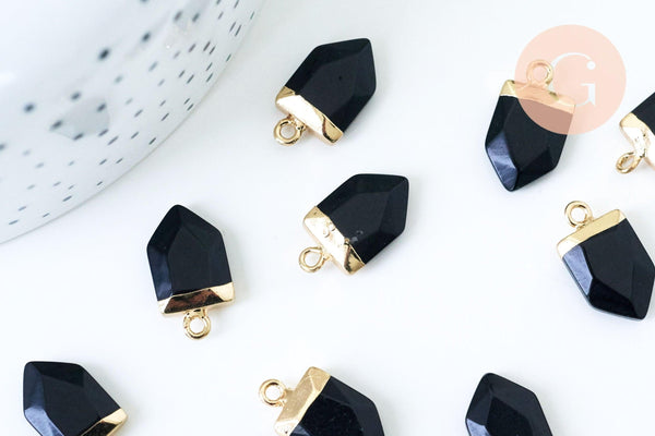 Pendentif pointe jade noir teinté, pendentif , bijou pierre,pendentif pierre, jade naturel, pendentif bleu,19mm, x1 G5510